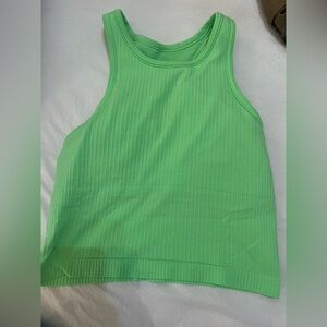 Lululemon neon green ebb to street crop tank